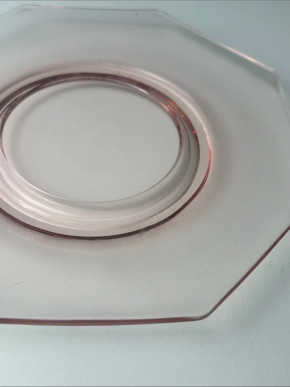 Pink Octagonal Depression Glass 1920s - 8 Inch Collectors Plate